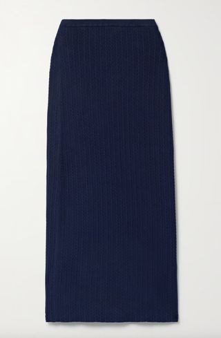 Alessandra Rich + Cable-Knit Cotton-Blend Midi Skirt