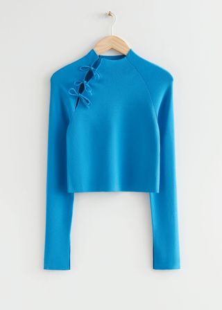 & Other Stories + Cropped Sweater With Asymmetric Tie Detail