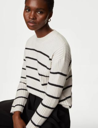 M&S Collection + Ribbed Striped Knitted Jumper