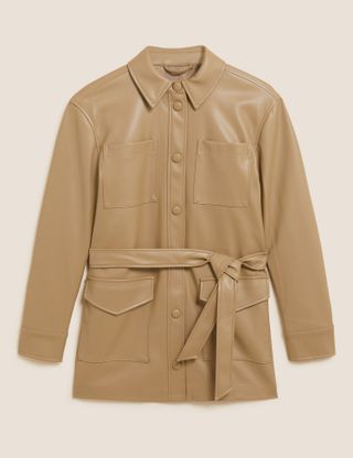 Marks and Spencer + Faux Leather Belted Shacket