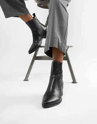 Vagabond + Marja Black Leather Western Pointed Ankle Boots