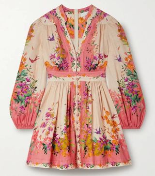 Zimmermann + Tropicana Floral-Print Linen Mini Dress