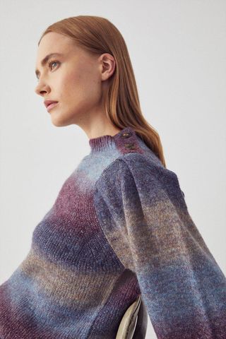 Warehouse + Ombre Puff Sleeve Knitted Jumper
