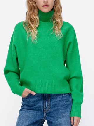 Zara + Knit Sweater With High Neck