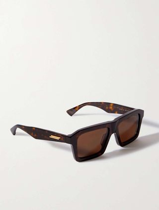 Bottega Veneta + Square-Frame Tortoiseshell Recycled-Acetate Sunglasses