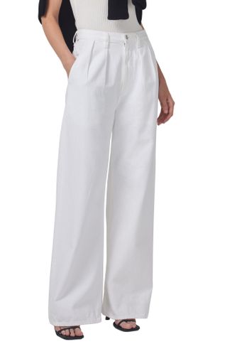 Citizens of Humanity + Maritzy Pleated High Waist Wide Leg Organic Cotton Trouser Jeans