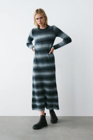 Zara + Long Striped Knit Dress