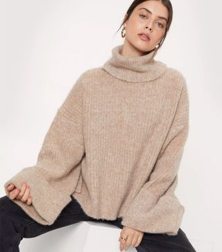 Nasty Gal + Super Oversized Roll Cuff Soft Knit Sweater