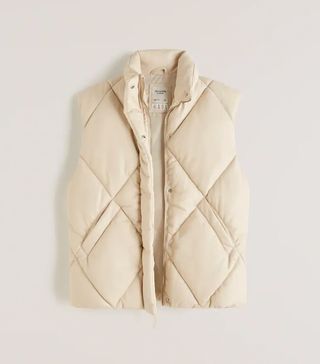 Abercrombie & Fitch + Oversized Vegan Leather Quilted Vest