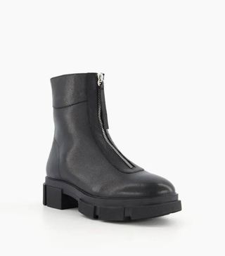 Dune + Path Black Monster Sole Zip Detail Ankle Boots