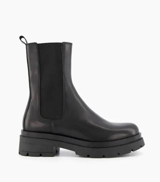 Dune + Palmz Black Chunky Sole Chelsea Ankle Boots