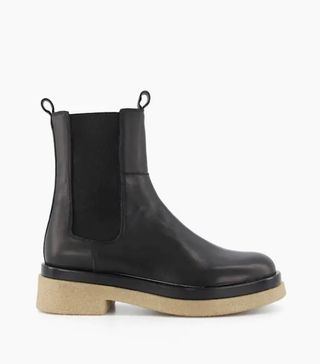 Dune + Puro Black Leather Chelsea Boots