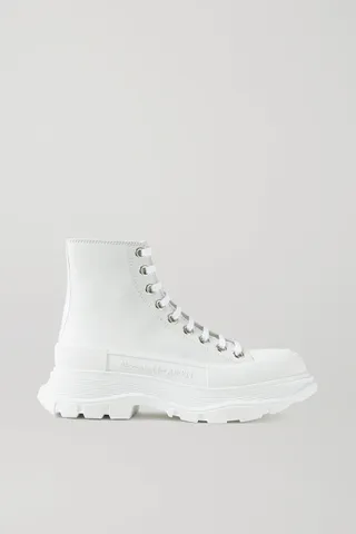 Alexander McQueen + Canvas and Rubber Exaggerated-Sole Ankle Boots