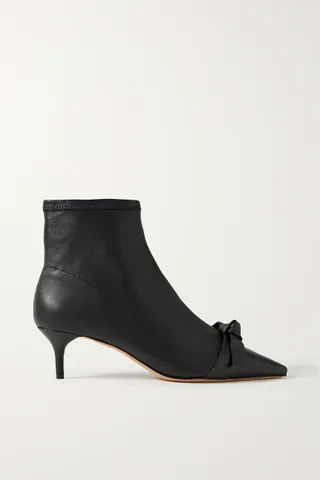 Alexandre Birman + Clarita Bow-Embellished Stretch-Leather Ankle Boots