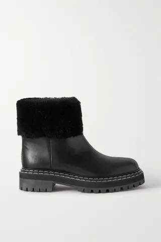 Proenza Schouler + Shearling-Lined Leather Ankle Boots