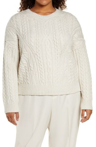 Vince + Crewneck Cable Knit Sweater