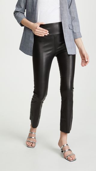 Sprwmn + Leather Crop Flare Leggings