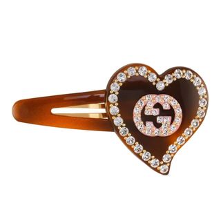 Gucci + Hair Clip with GG and Heart Detail