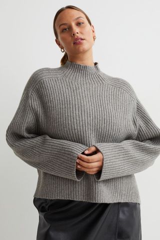 H&M + Ribbed Mock Turtleneck Sweater