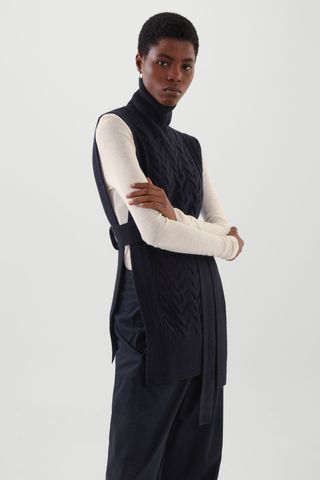 COS + Cable-Knit Roll-Neck Jumper