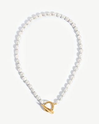 Missoma + Baroque Pearl Claw T-Bar Necklace
