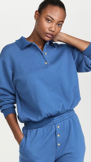 Donni + Fleece Polo Sweatshirt