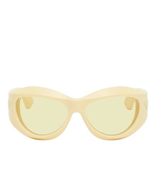 Bottega Veneta + Yellow Thick Injection Round Sunglasses