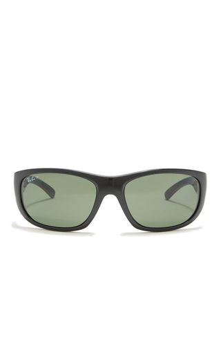 Ray-Ban + 63mm Polarized Wrap Sunglasses