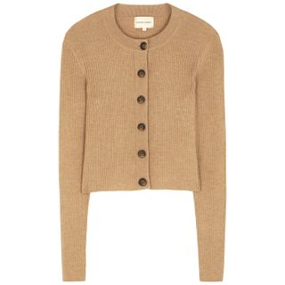 Loulou Studio + Contoy Camel Ribbed-Knit Cardigan