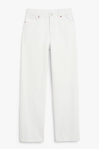 Monki + Taiki Straight Leg White Jeans in White