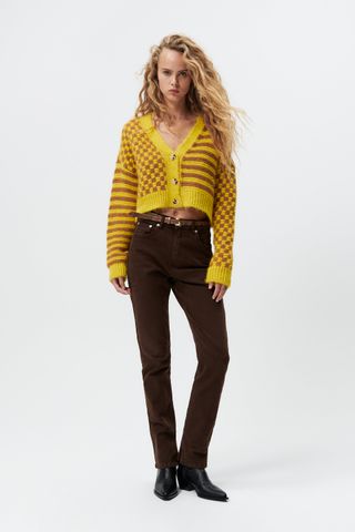 Zara + Combination Jacquard Knit Cardigan