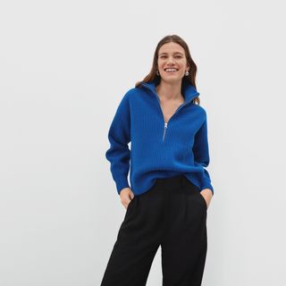 Everlane + The Felted Merino Half-Zip Sweater