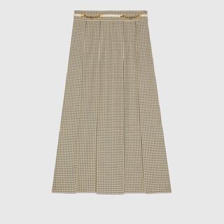 Gucci + Check Wool Pleated Skirt