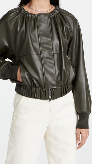 3.1 Phillip Lim + Utility Vegan Leather Ruched Collar Jacket