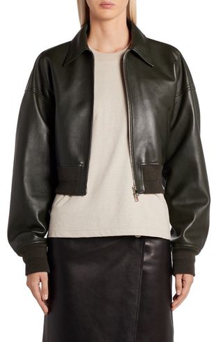 Bottega Veneta + Crop Leather Jacket