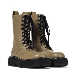 Bottega Veneta + Bounce Leather Combat Boots