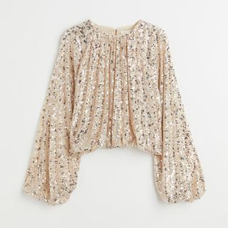 H&M + Sequined Crop Blouse