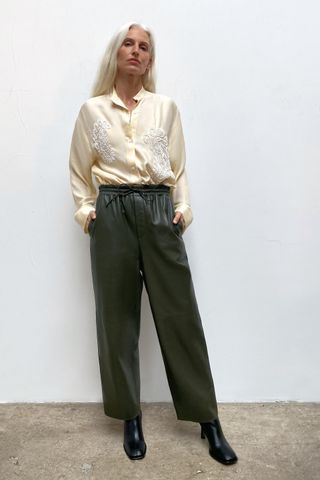 Zara + Leather Jogger Pants