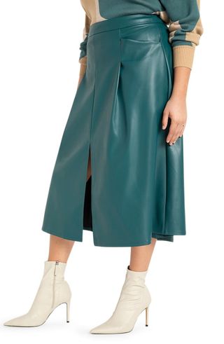 Eloquii + Faux Leather A-Line Skirt