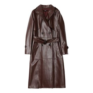 O-Nemakpa + Long Faux Leather Trench Coat