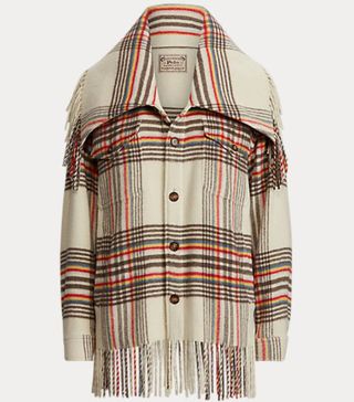 Ralph Lauren + Plaid Fringe-Trim Shirt Jacket