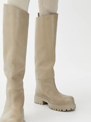 Arket + High-Shaft Chunky Leather Boots