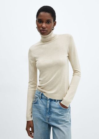 Mango + Fine-Knit Turtleneck Sweater