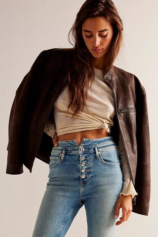 We The Free + Selena Leather Moto Jacket