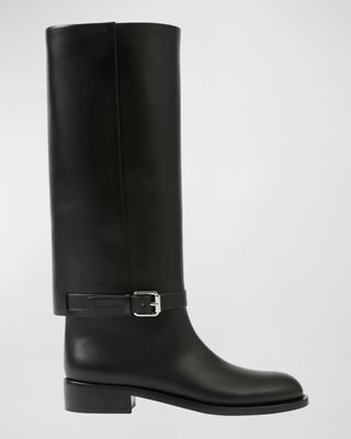 Burberry + Emmett Ankle-Strap Leather Tall Boots