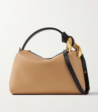 Jw Anderson + Chain-Embellished Two-Tone Leather Shoulder Bag