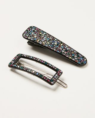 Oliver Bonas + Party Time Gem Inlay Hair Clip Pack of Two