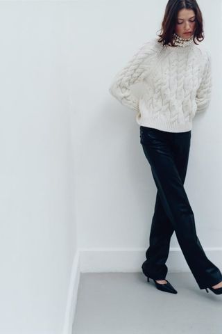 Zara + Sparkly Cable-Knit Sweater