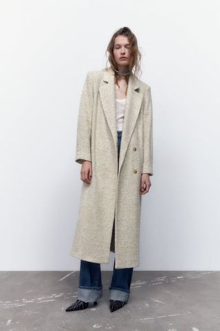 Zara + Maxi Herringbone Coat