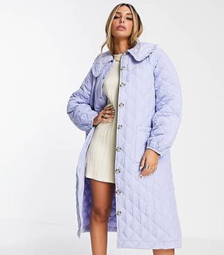 Envii + Quilted Maxi Coat with Bib Collar